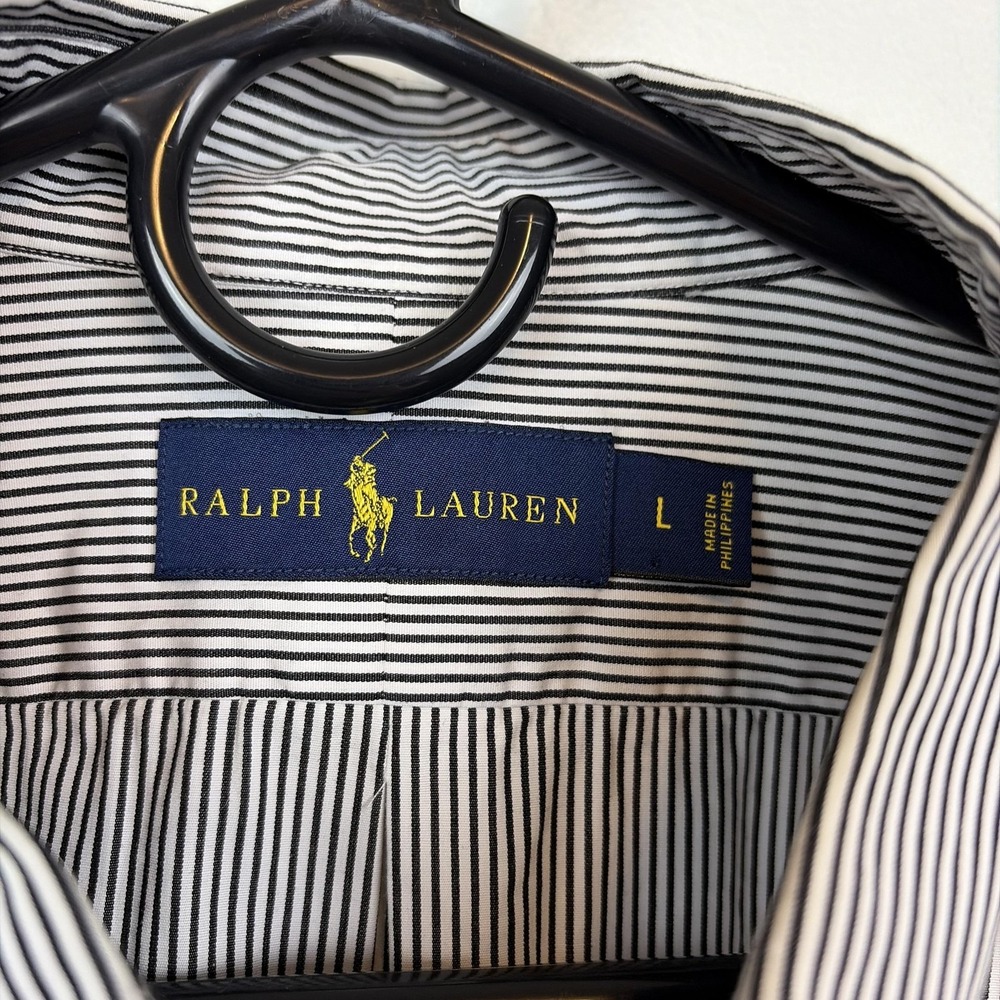 Ralph Lauren Shirt Mens Large White Striped Button Down Long Sleeve Pony Logo - Picture 3 of 9